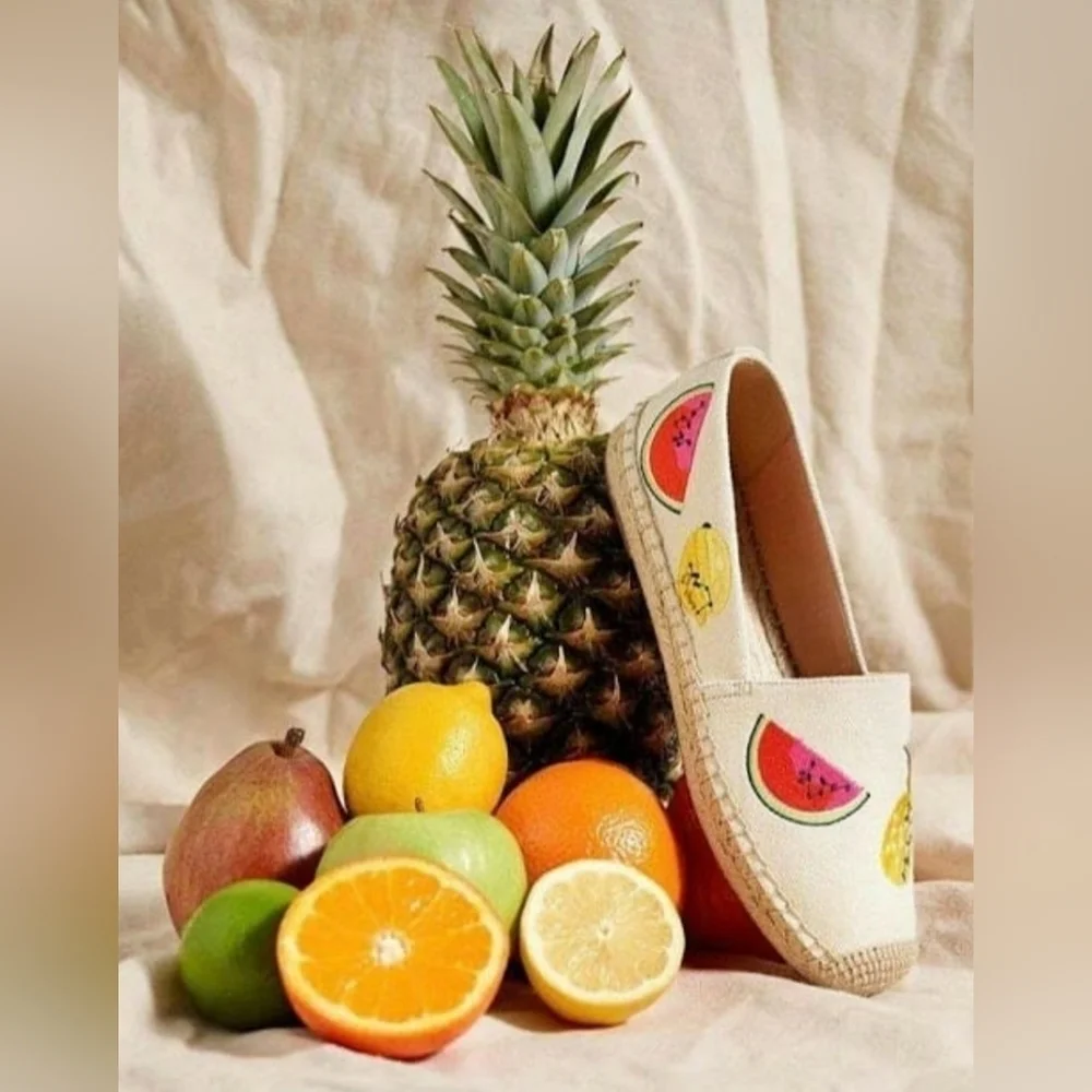 J. Crew Embroidered Fruit Salad Espadrilles In Sundried Linen Size 6